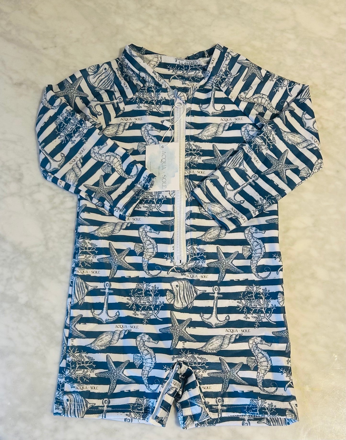 SNAP BUTTON SWIMWEAR - Nautical Stripes