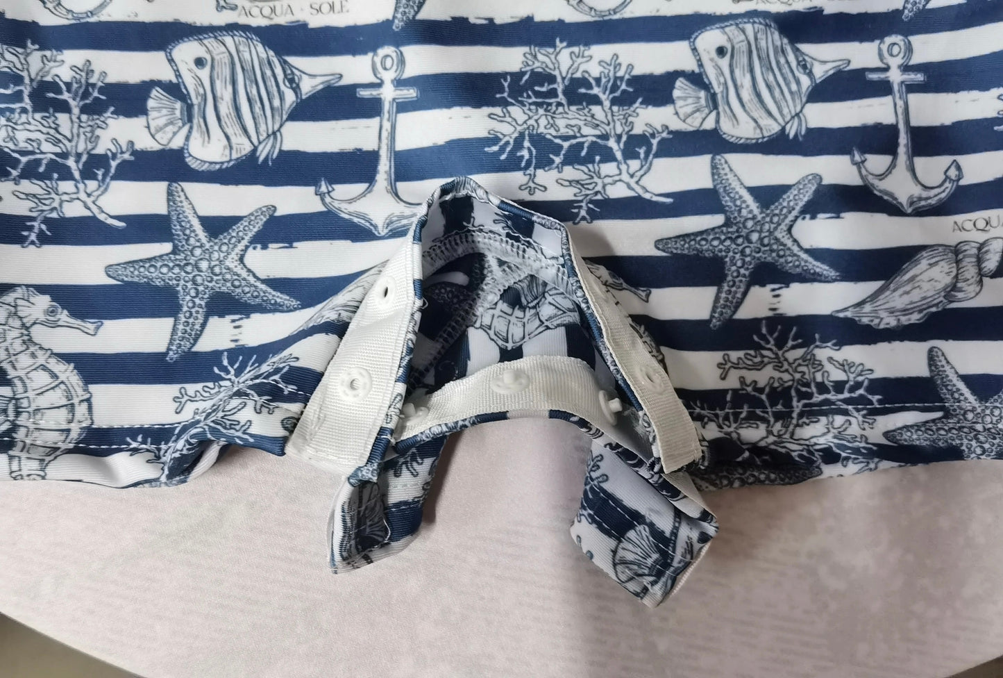 SNAP BUTTON SWIMWEAR - Nautical Stripes