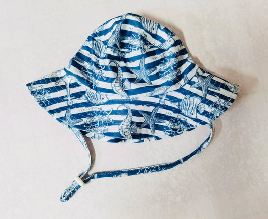 SWIM BUCKET HAT - Nautical Stripes