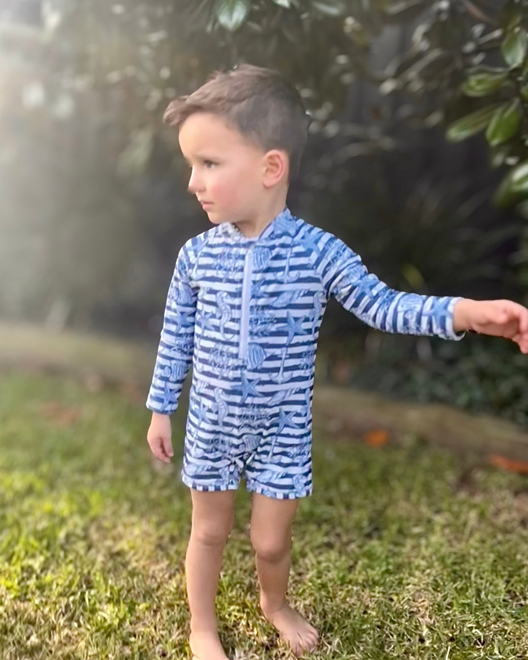 SNAP BUTTON SWIMWEAR - Nautical Stripes