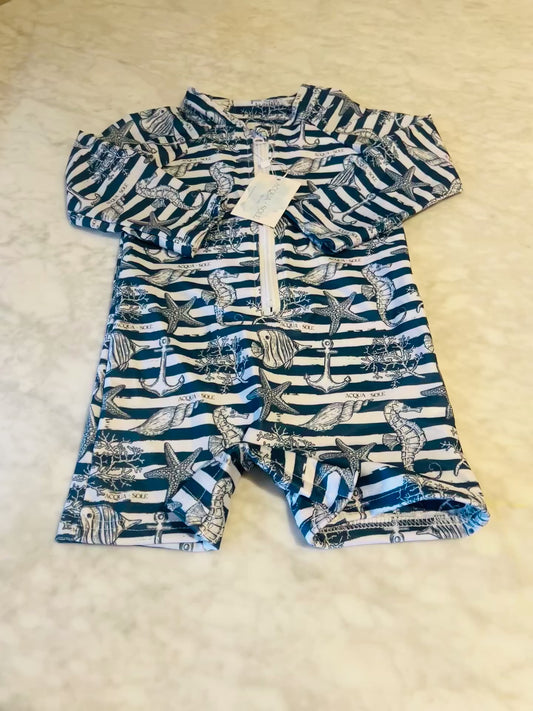 SNAP BUTTON SWIMWEAR - Nautical Stripes